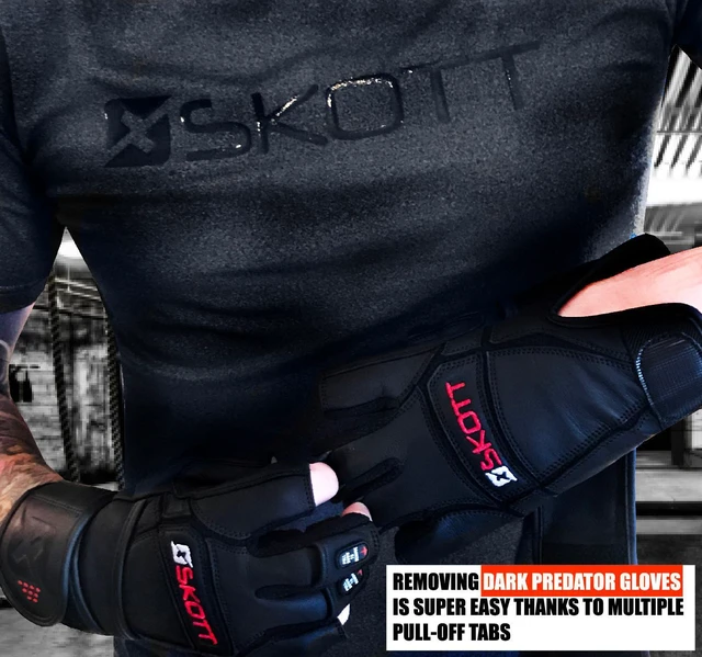 Alt view image 3 of 7 - Skott Dark Predator Weightlifting Gloves Genuine Leather Gym Gloves with Double Wrist Support Padded Palm 3D Heavy Duty Training Best Body Building Fitness and Exercise Accessories (Medium, Unisex)