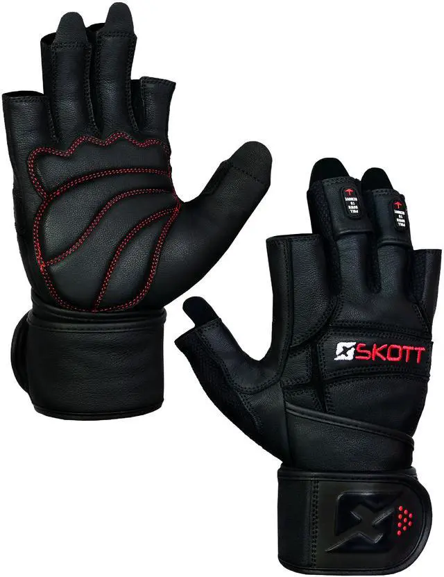 Alt view image 2 of 7 - Skott Dark Predator Weightlifting Gloves Genuine Leather Gym Gloves with Double Wrist Support Padded Palm 3D Heavy Duty Training Best Body Building Fitness and Exercise Accessories (XX-Large, Unisex)