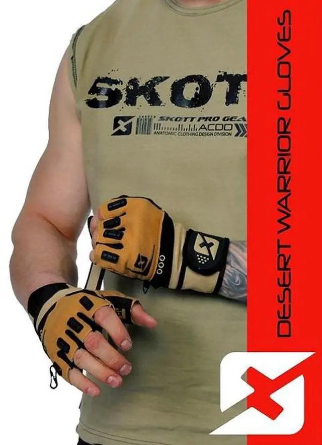 Alt view image 5 of 7 - Skott Desert Warrior Weightlifting Gloves Military-Inspired with Wrist Wrap Support Anti-Slip Gel Grip Flexible Finger Protection Body Building Fitness and Exercise Accessories (Medium, Unisex)