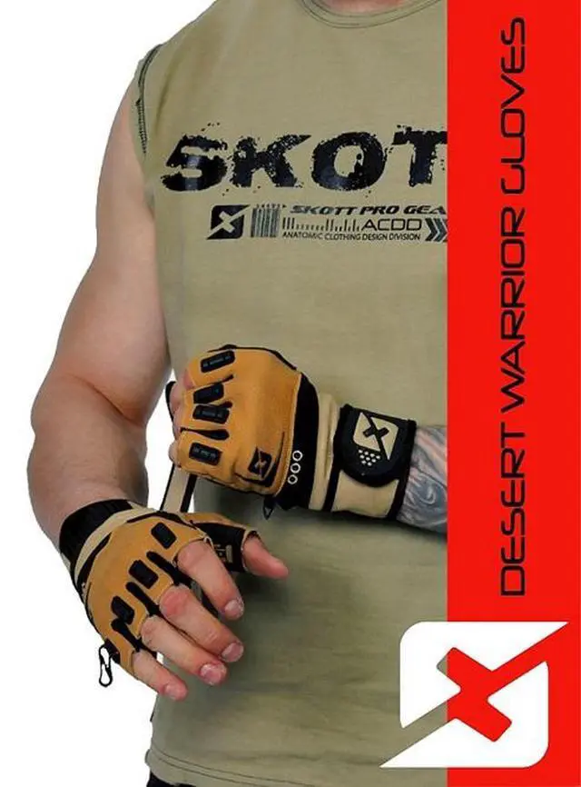 Alt view image 5 of 7 - Skott Desert Warrior Weightlifting Gloves Military-Inspired with Wrist Wrap Support Anti-Slip Gel Grip Flexible Finger Protection Body Building Fitness and Exercise Accessories (Small, Unisex)