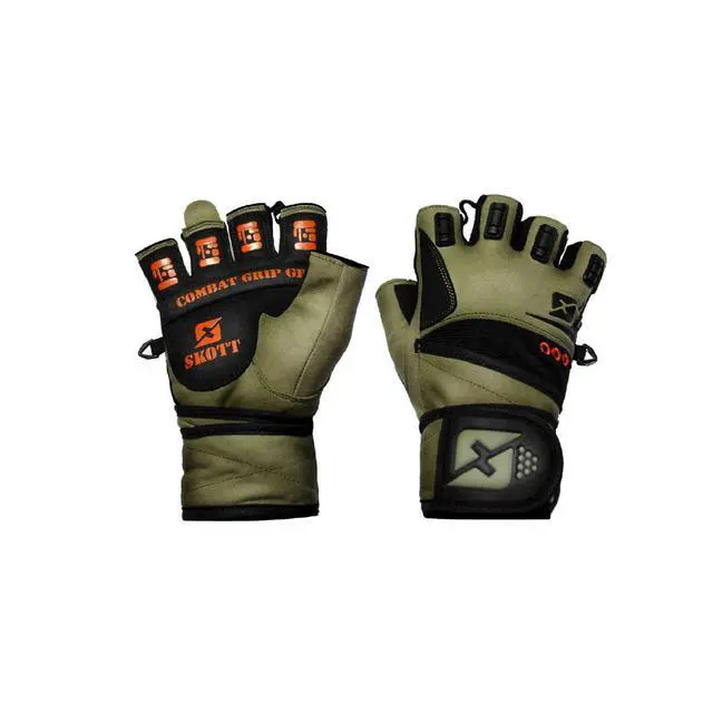 Alt view image 2 of 7 - Skott Tactical Green Weightlifting Gloves Military Style Gym with Wrist Wrap Support Anti-Slip Gel Grip Flexible Finger Protection Durable Training Fitness Exercise Accessories (Extra Large, Unisex)