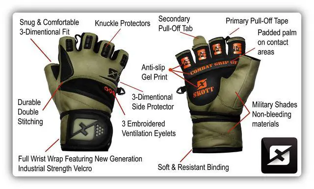 Alt view image 4 of 7 - Skott Tactical Green Weightlifting Gloves Military Style Gym with Wrist Wrap Support Anti-Slip Gel Grip Flexible Finger Protection Durable Training Fitness Exercise Accessories (Extra Large, Unisex)