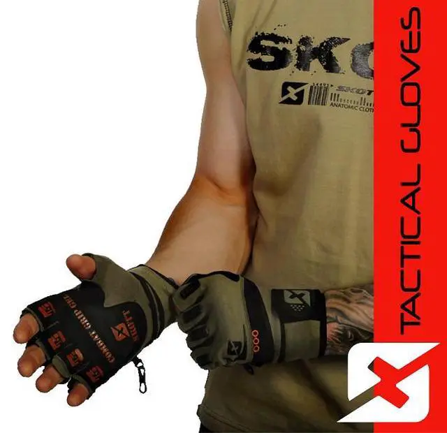 Alt view image 3 of 7 - Skott Tactical Green Weightlifting Gloves Military Style Gym with Wrist Wrap Support Anti-Slip Gel Grip Flexible Finger Protection Durable Training Fitness and Exercise Accessories (Medium, Unisex)