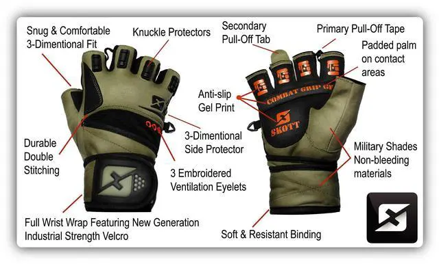 Alt view image 4 of 7 - Skott Tactical Green Weightlifting Gloves Military Style Gym with Wrist Wrap Support Anti-Slip Gel Grip Flexible Finger Protection Durable Training Fitness and Exercise Accessories (Medium, Unisex)