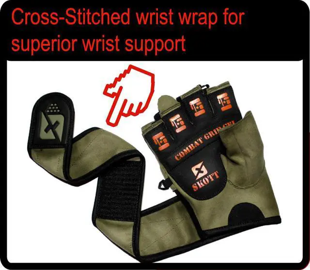 Alt view image 6 of 7 - Skott Tactical Green Weightlifting Gloves Military Style Gym with Wrist Wrap Support Anti-Slip Gel Grip Flexible Finger Protection Durable Training Fitness and Exercise Accessories (Medium, Unisex)