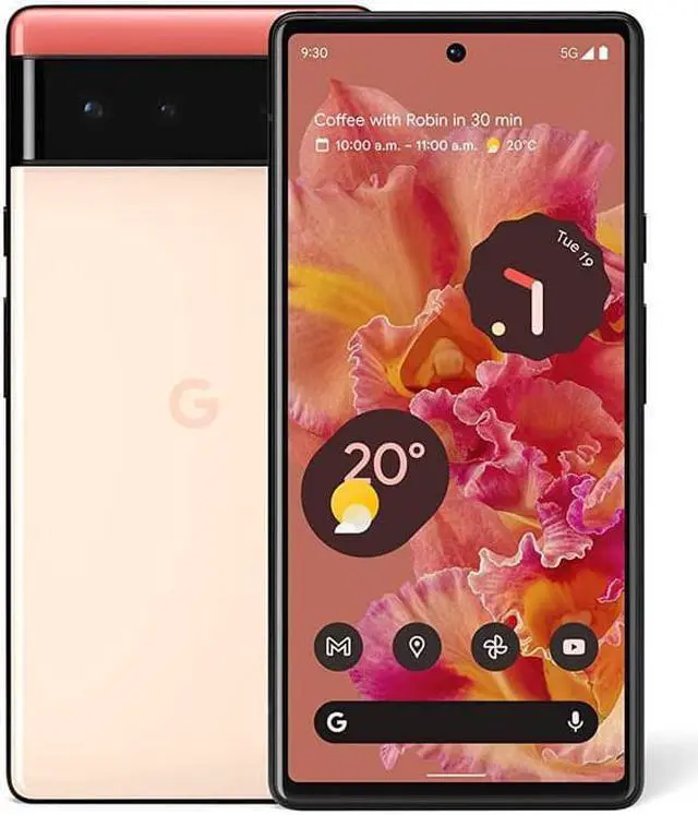 Main image of Google Pixel 6  5G Android Phone - Unlocked Smartphone with Wide and Ultrawide Lens - 128GB - Kinda Coral