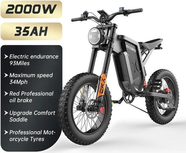 Alt view image 7 of 7 - EKX X21 Adults Electric Bike 2000W 48V35AH Samsung Battery 50kmh Snow Electric Motorcycles 20*4.0 Off Road Tyre Mountain Ebike