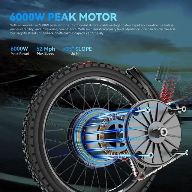 Alt view image 3 of 7 - EKX Electric Dirt Bike for Adults, X21 Max Electric Motorcycle 3000W Motor 60V/30Ah Removable Battery, 60MPH/60Mile Off Road Dirt Electric Mountain Bike, 19" X21 MTB Tire Full Suspension