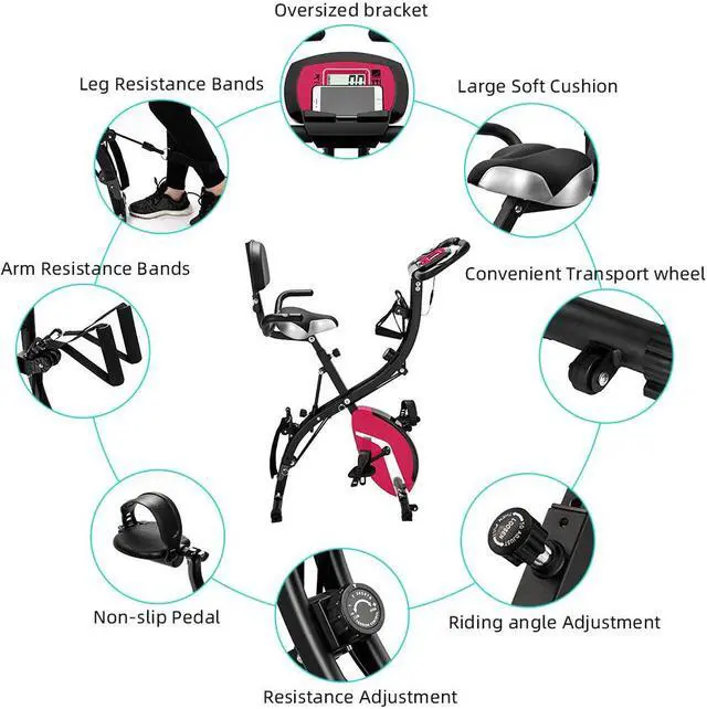 Alt view image 7 of 7 - 3-in-1 to switch upright/semi-recumbent/recumbent type Folding Upright Bike for Indoor Exercise XH