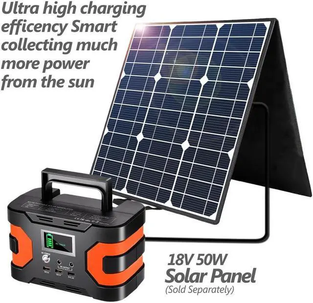 Alt view image 2 of 4 - 200W Peak Power Station, Flashfish CPAP Battery 166Wh 45000mAh Backup Power Pack  With 50W 18V Portable Solar Panel, FLASHFISH Foldable Solar Charger