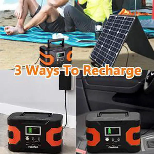 Alt view image 3 of 4 - 200W Peak Power Station, Flashfish CPAP Battery 166Wh 45000mAh Backup Power Pack  With 50W 18V Portable Solar Panel, FLASHFISH Foldable Solar Charger
