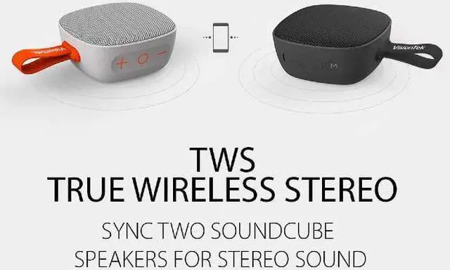 Alt view image 6 of 6 - VisionTek SoundCube Wireless Bluetooth Speaker   with IPX7 Waterproof Rating, Bluetooth 5.0, 6+ Hour Playtime, Built-in Mic, TWS Support -ETD901313