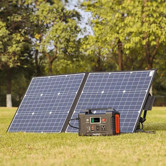 Alt view image 2 of 5 - 200W Portable Power Station;  FlashFish 40800mAh Solar Generator with 50W 18V Portable Solar Panel;  Flashfish Foldable Solar Charger with 5V USB 18V DC Output
