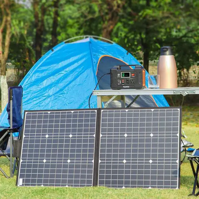 Alt view image 5 of 5 - 200W Portable Power Station;  FlashFish 40800mAh Solar Generator with 50W 18V Portable Solar Panel;  Flashfish Foldable Solar Charger with 5V USB 18V DC Output