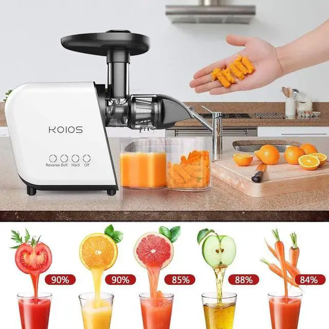 Alt view image 3 of 6 - KOIOS  B5100 Juicer, Masticating Juicer Machine, Slow Juice Extractor with Reverse function, Cold Press Juicer Machines with Quiet Motor