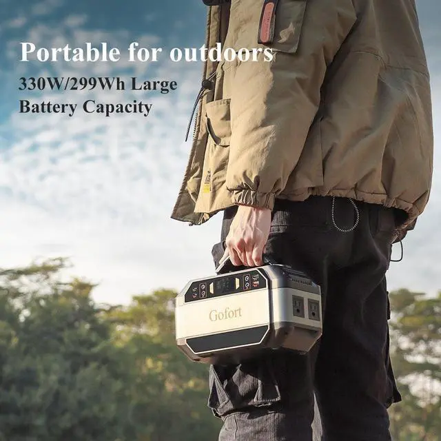 Alt view image 2 of 6 - GOFORT 330W Portable Power Station, 299Wh Solar Generator Backup Power, Battery Pack with 110V AC/DC/QC 3.0 USB/Type-C Port