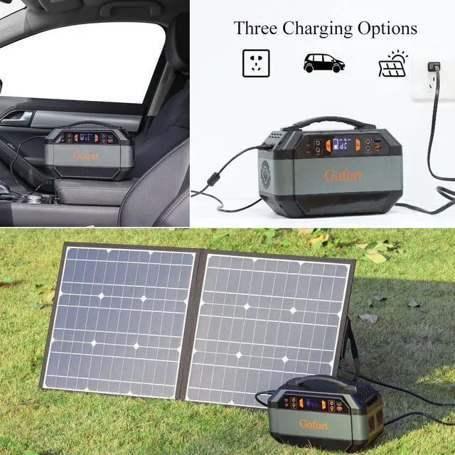 Alt view image 6 of 6 - GOFORT 330W Portable Power Station, 299Wh Solar Generator Backup Power, Battery Pack with 110V AC/DC/QC 3.0 USB/Type-C Port