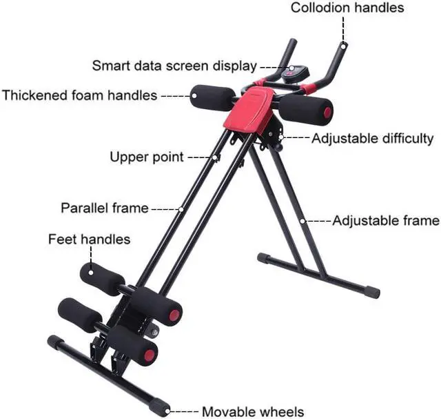 Alt view image 5 of 6 - Straight Linear Type Powerful Private Fitness Club Abdomen Exerciser Black