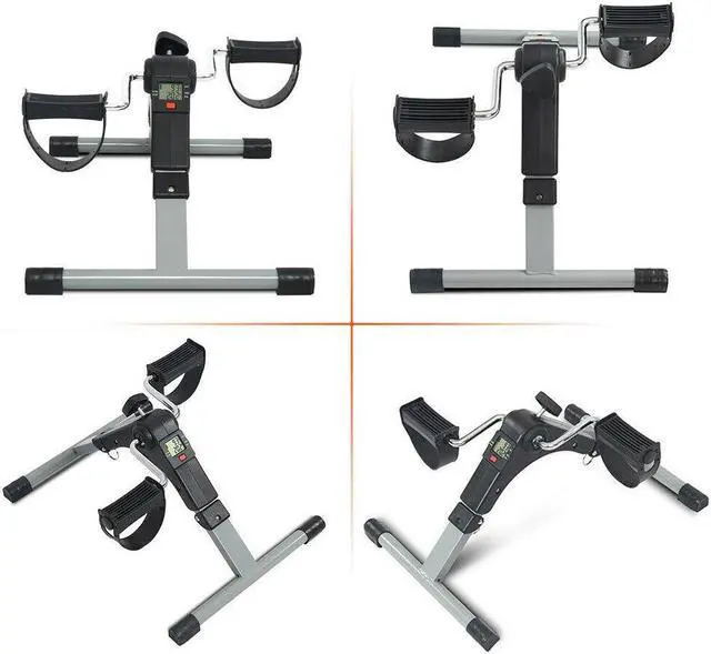 Alt view image 2 of 6 - Under Desk Bike Pedal Exerciser for Legs Arms Portable Peddler Adjustable LCD YJ