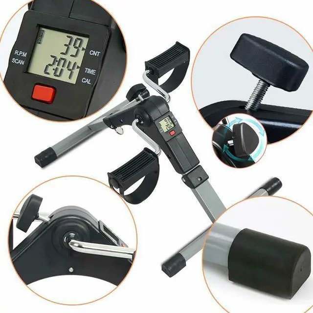 Alt view image 3 of 6 - Under Desk Bike Pedal Exerciser for Legs Arms Portable Peddler Adjustable LCD YJ