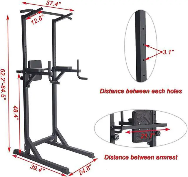 Alt view image 5 of 5 - Bosonshop Power Tower Adjustable Multi-Function Strength Training Dip Stand Workout Station Fitness Equipment for Home Gym