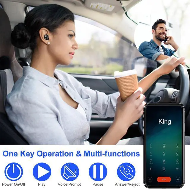 Alt view image 5 of 6 - TWS True Wireless V4.2 Earbuds IPX4 In-ear stereo Earphone Hands-free Deep Bass Earpiece