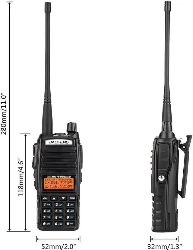 Alt view image 3 of 6 - BaoFeng UV-82 Walkie Talkie Dual Band Two-Way Radio 136-174MHz VHF & 400-520MHz UHF