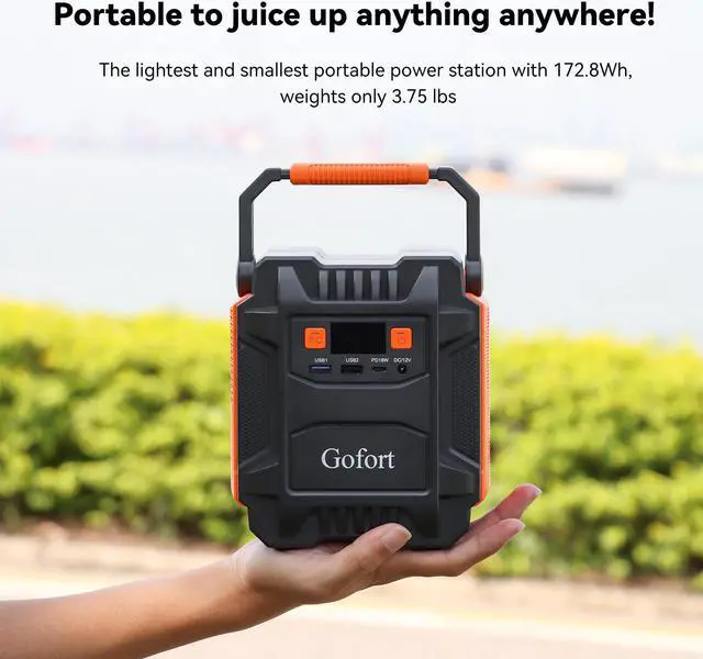 Alt view image 2 of 6 - Gofort 200w Portable Power Station Power Bank Solar Generator Ac 200w -dc 120w L-type-c 18w-qc3.0-5w Led For Camping, Back Up Power, Cpap Battery