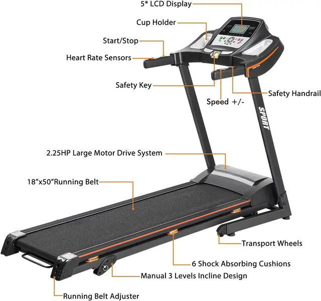 Alt view image 4 of 7 - Folding Electric Treadmill Motorized Running Machine with Manual Incline and Hydraulic Rod Mechanism