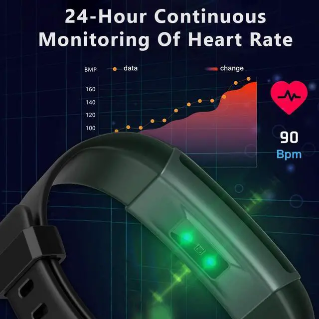 Alt view image 2 of 5 - bracelet-black, fitness tracker, with blood pressure heart rate sleep health monitor, for men and women, upgraded waterproof activity tracker watch, pedometer calorie pedometer