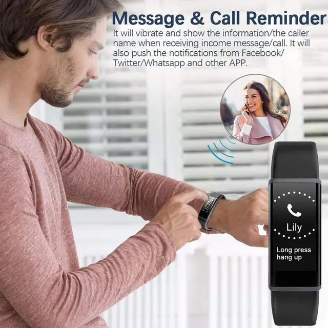 Alt view image 3 of 5 - bracelet-black, fitness tracker, with blood pressure heart rate sleep health monitor, for men and women, upgraded waterproof activity tracker watch, pedometer calorie pedometer