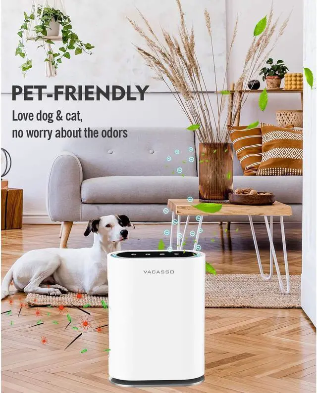 Alt view image 4 of 6 - VACASSO GL-FS32 Hepa Air Purifier - VACASSO UV Light Sanitizer & Ionizer True HEPA Air Purifier for Home, Up to 540 sq ft Large Room