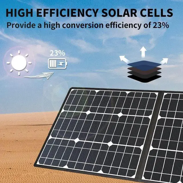 Alt view image 4 of 7 - GOFORT 100W 18V Portable Solar Panel, Foldable Solar Charger with 5V USB, QC 3.0, DC Output, Compatible with Solar Generator Power Station Phones Laptops Tablet for Outdoor Camping RV