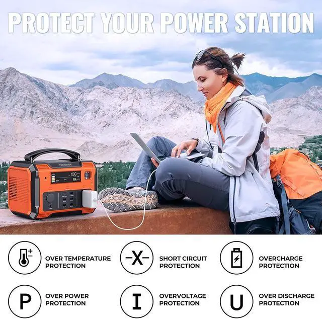 Alt view image 6 of 7 - DBPOWER Portable Power Station 505Wh 500W (Peak 1000W) Outdoor Generator Mobile Lithium Battery Pack with 110V AC Outlet (Solar Panel Not Included) SOS LED for Road Trip Camping Outdoor Adventure