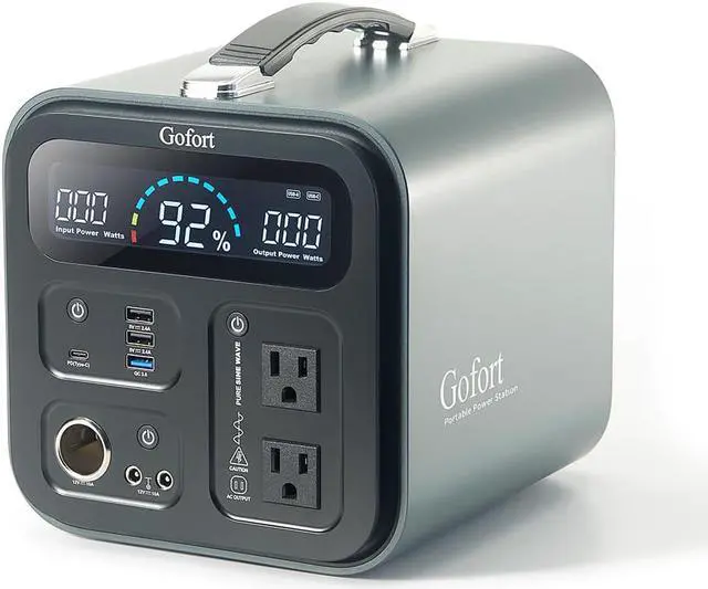Main image of Gofort Portable Power Station, 550wh Solar Generator With 600w (peak 1200w) 110v Ac Outlets, 120w 12v Dc, Qc3.0&typec, Sos Flashlight