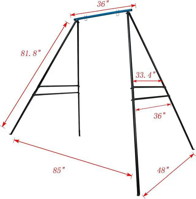 Alt view image 4 of 6 - Swing Frame,A-Frame Swing Stand with Ground Nail, Heavy Duty Metal Swing Frame, Fits for Most Swings & Yoga Swing, Anti-Rust and Good Stability
