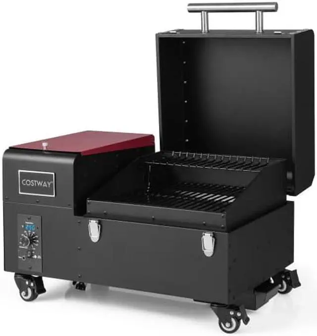 Alt view image 5 of 6 - Movable Pellet Grill and Smoker with Temperature Probe-Black
