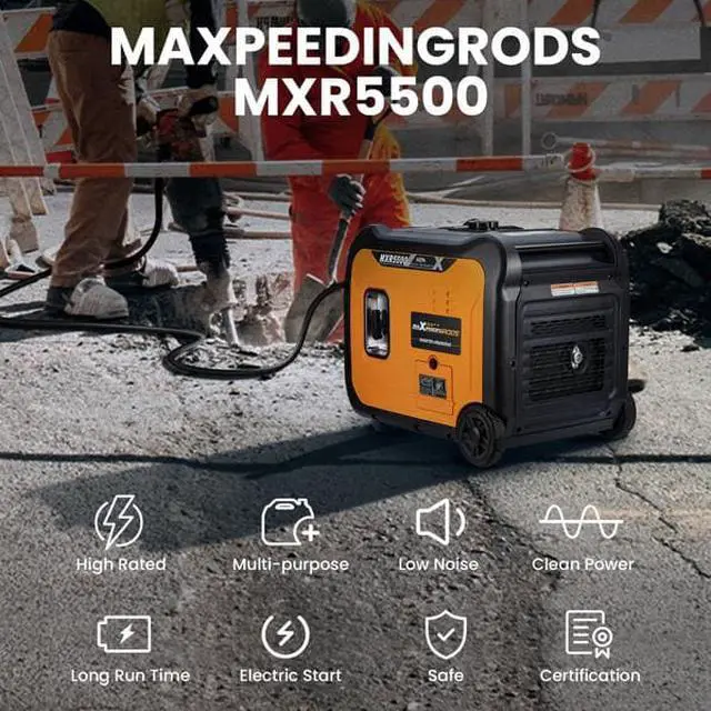 Alt view image 2 of 6 - Portable Gasoline Inverter Generator 5000w Rated 5500W Max 4-Stroke Power Equipment