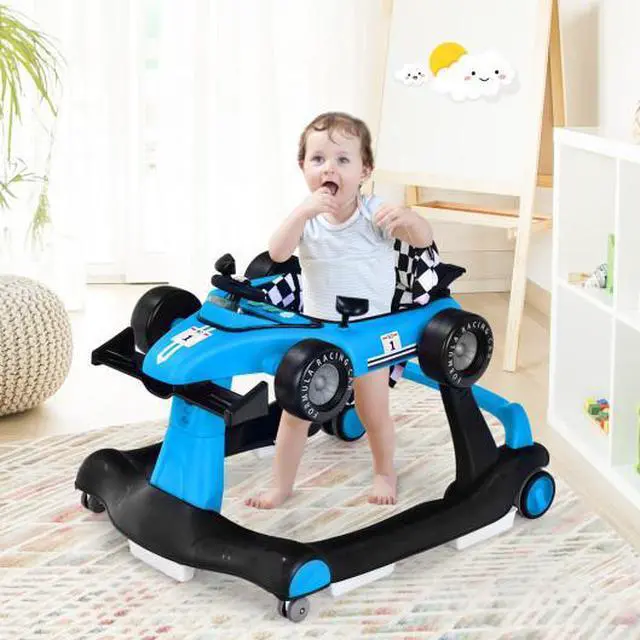 Alt view image 2 of 6 - 4-in-1 Foldable Activity Push Walker with Adjustable Height-Blue