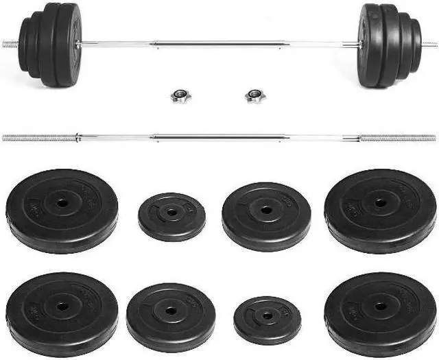 Alt view image 5 of 5 - vidaXL Barbell with Plates Set 132 lb