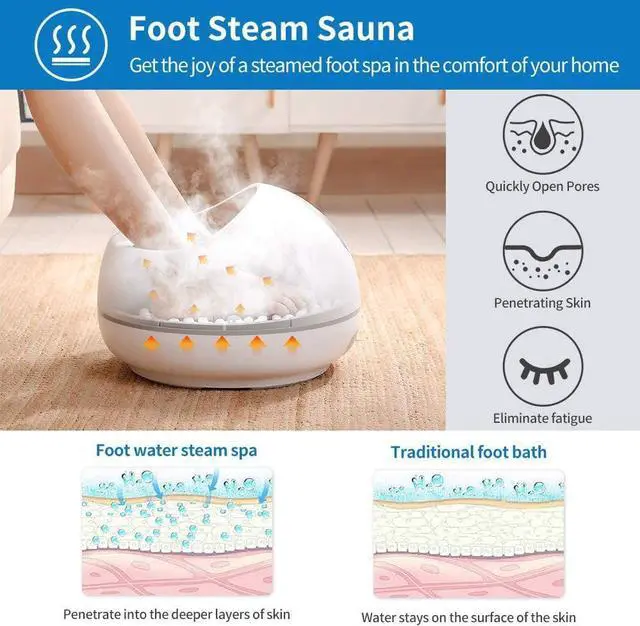 Alt view image 2 of 6 - Steam Foot Spa Bath Massager, RENPHO Foot Sauna Care with Fast Heating, No Water Pouring, and 4 Pedicure Massage Rollers, More Effective and Safer Than Traditional Foot Tub, Best for Stress Relief
