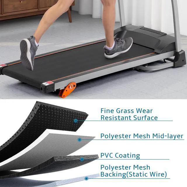 Alt view image 4 of 6 - Easy Folding Treadmill for Home Use, 1.5HP Electric Running, Jogging & Walking Machine with Device Holder & Pulse Sensor, 3-Level Incline Adjustable Compact Foldable RT