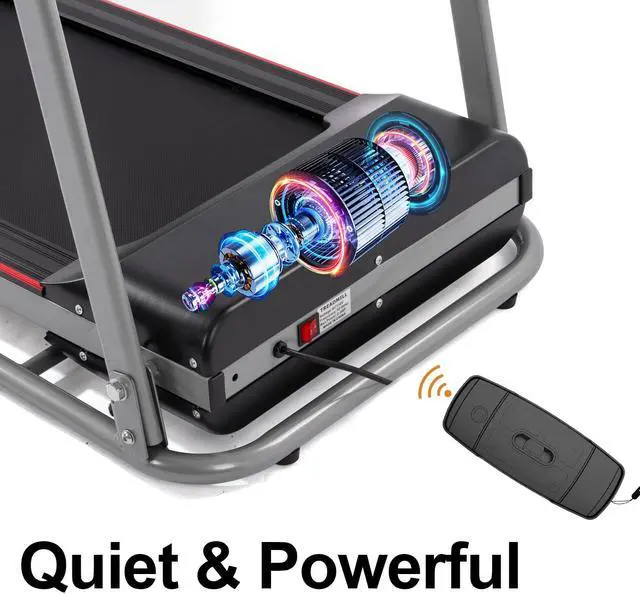 Alt view image 3 of 6 - Folding Treadmill for Home with Desk - 2.5HP Compact Electric Treadmill for Running and Walking Foldable Portable Running Machine for Small Spaces Workout, 265LBS Weight Capacity