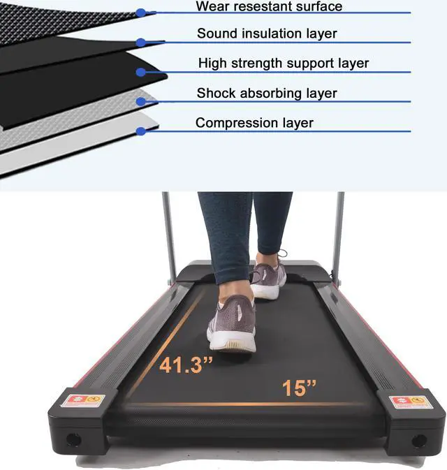 Alt view image 6 of 6 - Folding Treadmill for Home with Desk - 2.5HP Compact Electric Treadmill for Running and Walking Foldable Portable Running Machine for Small Spaces Workout, 265LBS Weight Capacity