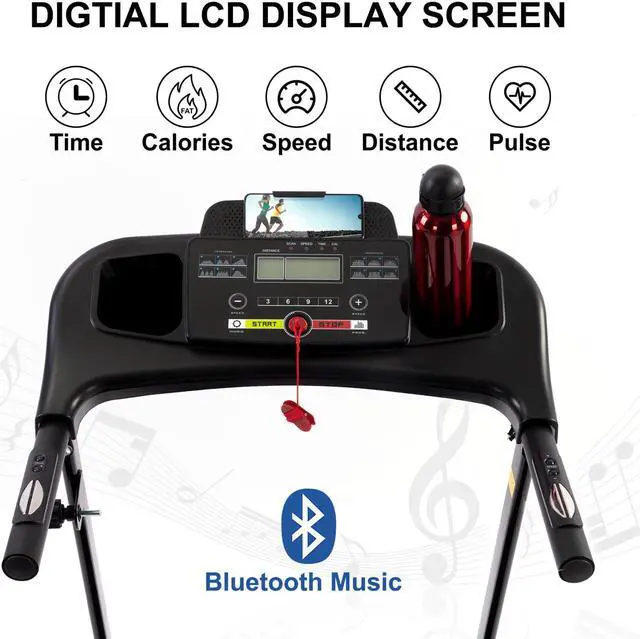 Alt view image 3 of 6 - Folding Treadmills for Home with Bluetooth and Incline, Portable Running Machine Electric Compact Treadmills Foldable for Exercise Home Gym Fitness Walking Jogging