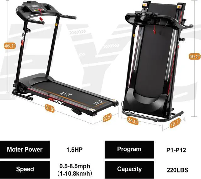 Alt view image 6 of 6 - Folding Treadmills for Home with Bluetooth and Incline, Portable Running Machine Electric Compact Treadmills Foldable for Exercise Home Gym Fitness Walking Jogging