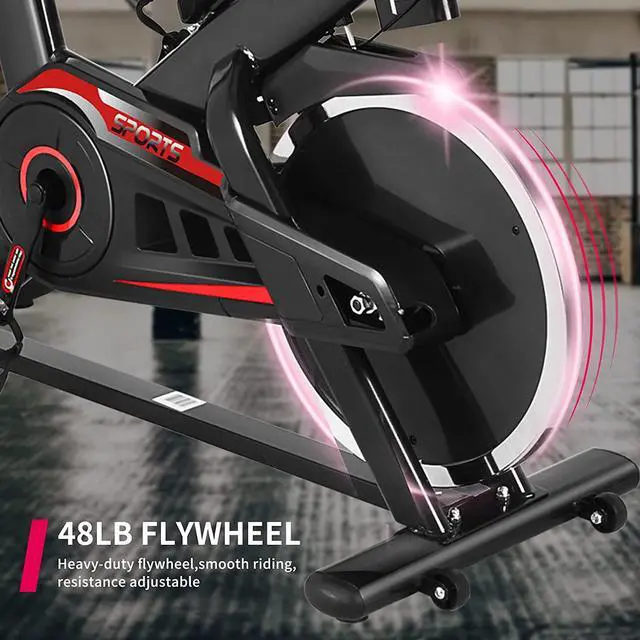 Alt view image 4 of 6 - Indoor Cycling Stationary Bike by Murtisol, Exercise Bike with Adjustable Seat,Belt Drive,LCD Display,28.7 LBS Cast Iron flywheel Flywheel,264lbs Weight Capacity,for Home Gym Use RT