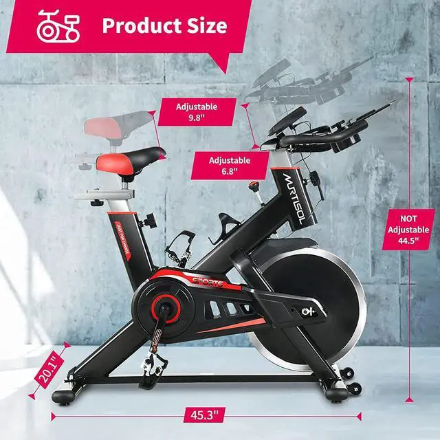 Alt view image 5 of 6 - Indoor Cycling Stationary Bike by Murtisol, Exercise Bike with Adjustable Seat,Belt Drive,LCD Display,28.7 LBS Cast Iron flywheel Flywheel,264lbs Weight Capacity,for Home Gym Use RT
