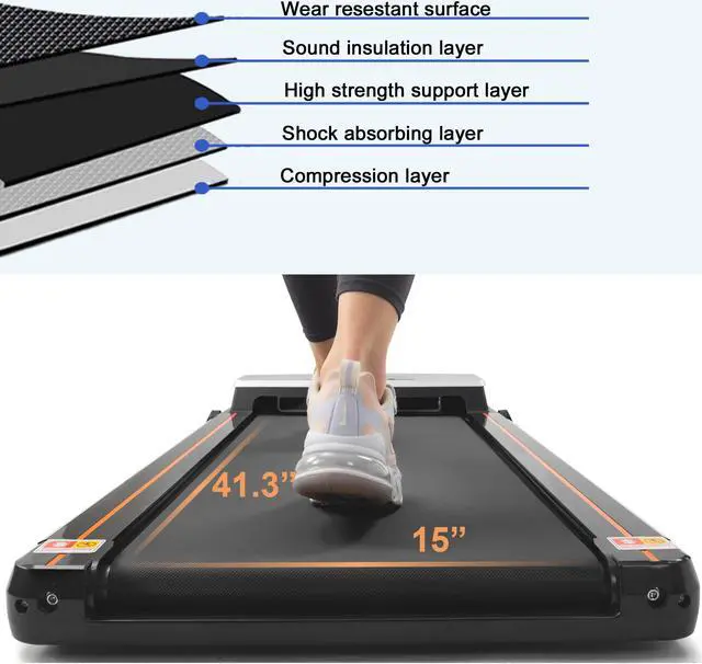 Alt view image 6 of 6 - Under Desk Treadmill 2.5HP Slim Walking Treadmill 265LBS - Electric Treadmill with APP Bluetooth Remote Control LED Display, Running Walking Jogging for Home Office Use (Installation Free)