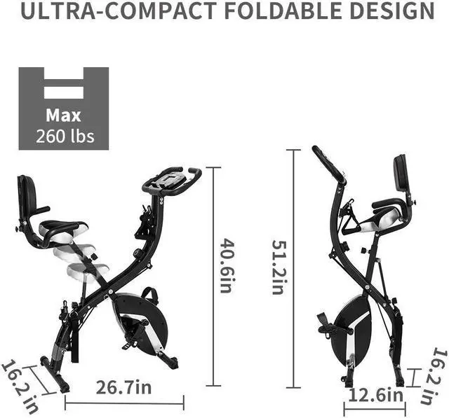 Alt view image 6 of 6 - 3 in 1 Portable Folding Exercise Bike Upright Fitness Bicycle for Indoor Fitness